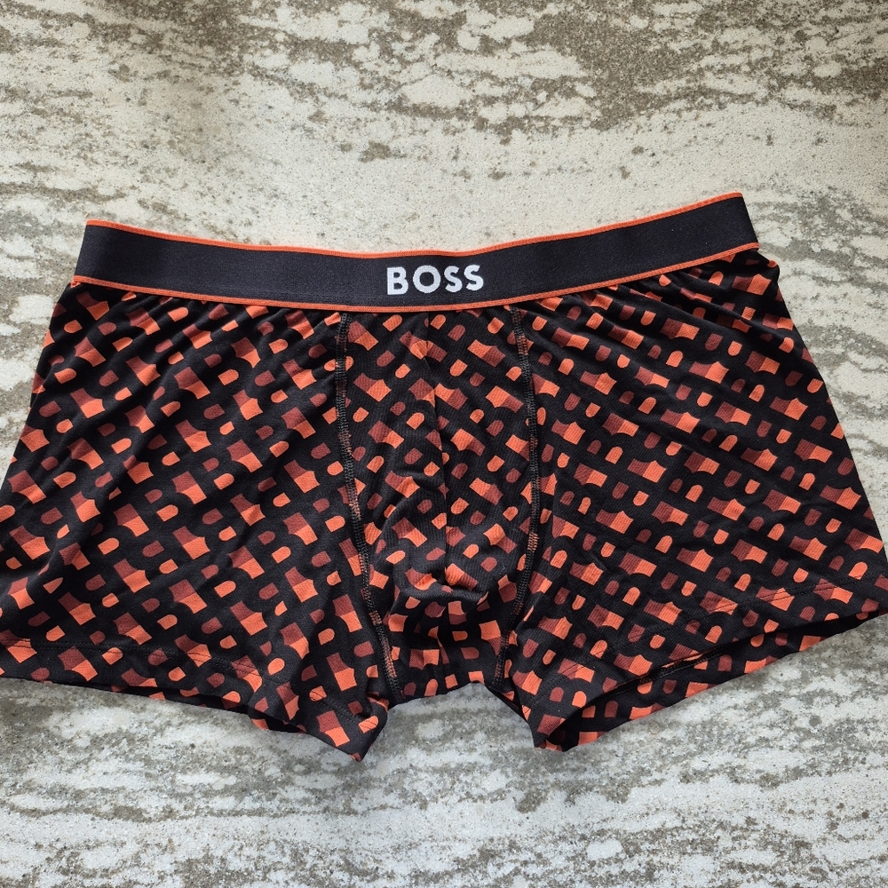 Boss Men's Organic Cotton Logo Patterned Boxer Trunk Underwear Size XL NEW